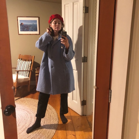 Jackets & Blazers - Oversized baby blue merino/alpaca wool coat